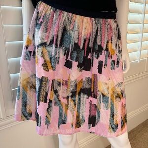 Trouvé Short Skirt in Multicolor Paint Strokes